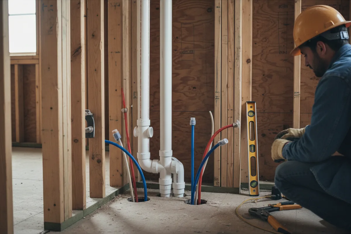 Drain and supply rough-in during Drain Cleaning in Pierce