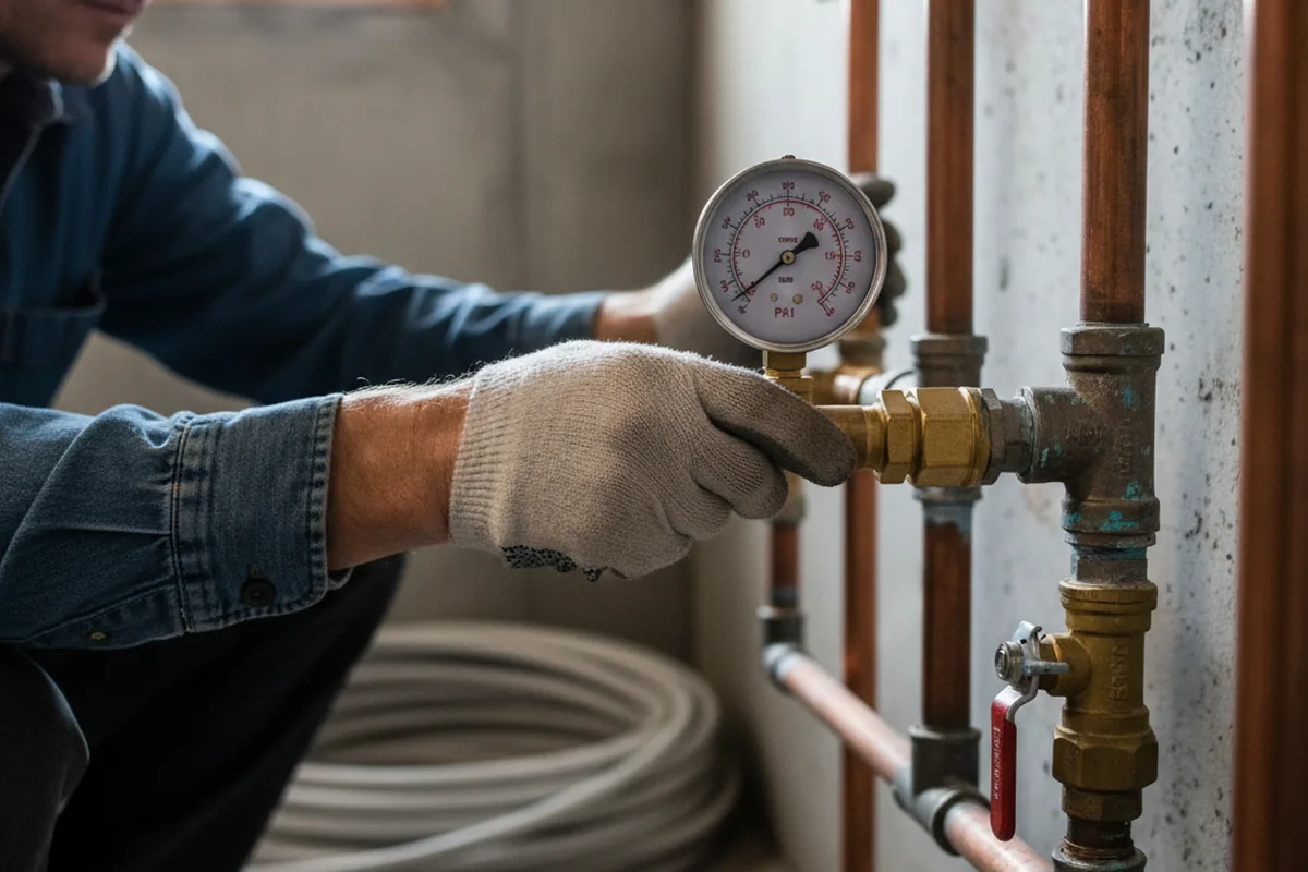 Pressure testing a repaired line during Water Line Repair in Pierce